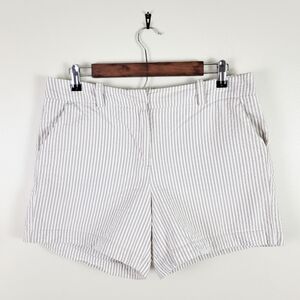 Sandro Beige White Stripe Cotton Mini Shorts